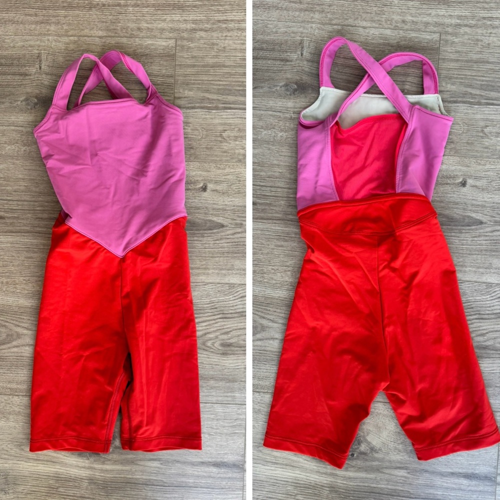 Pink & Red Colorblock Girls One-Piece Bodysuit